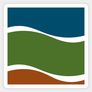 Aegean Blue, Basil, Burnt Orange Waves Sticker